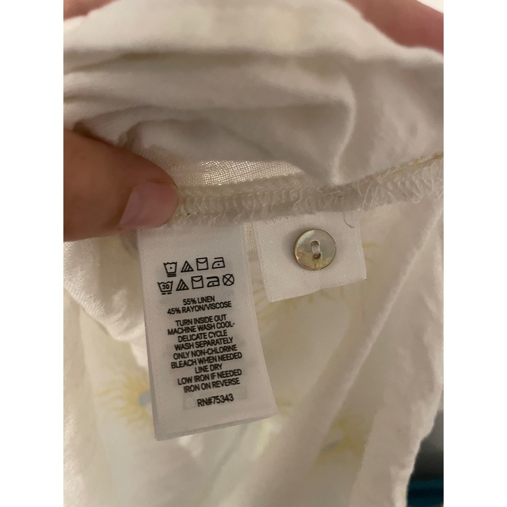 Cynthia Rowley Sun Moon Linen Blend Lace Up Beach Cover Up Dress XL White Yellow - Picture 7 of 7
